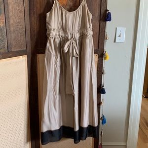 Spaghetti strap cream tie-waist cocktail dress